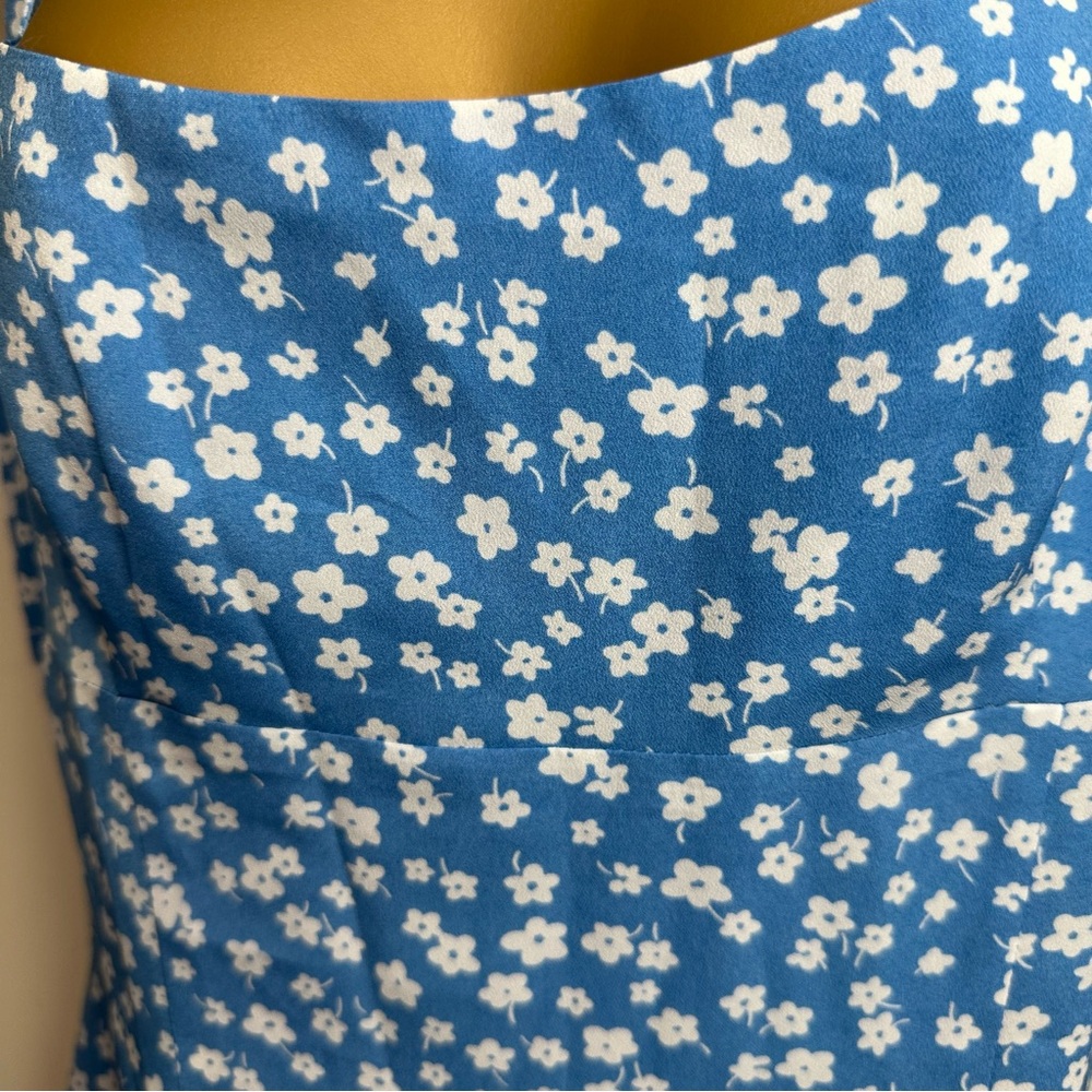 Beginning Boutique Blue & White Floral Nataliah Side Slits Midi Dress NWT Size 6 - Picture 10 of 16